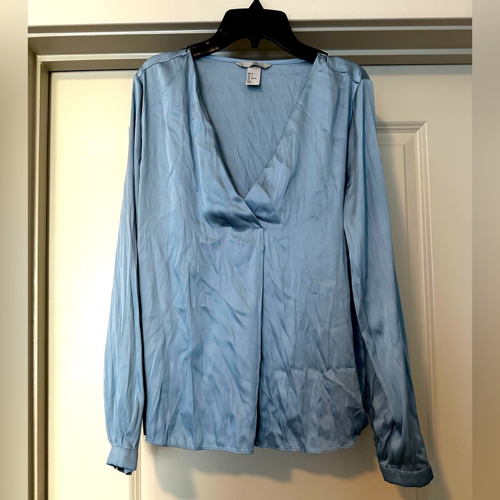 H&M Light Blue Satin Blouse